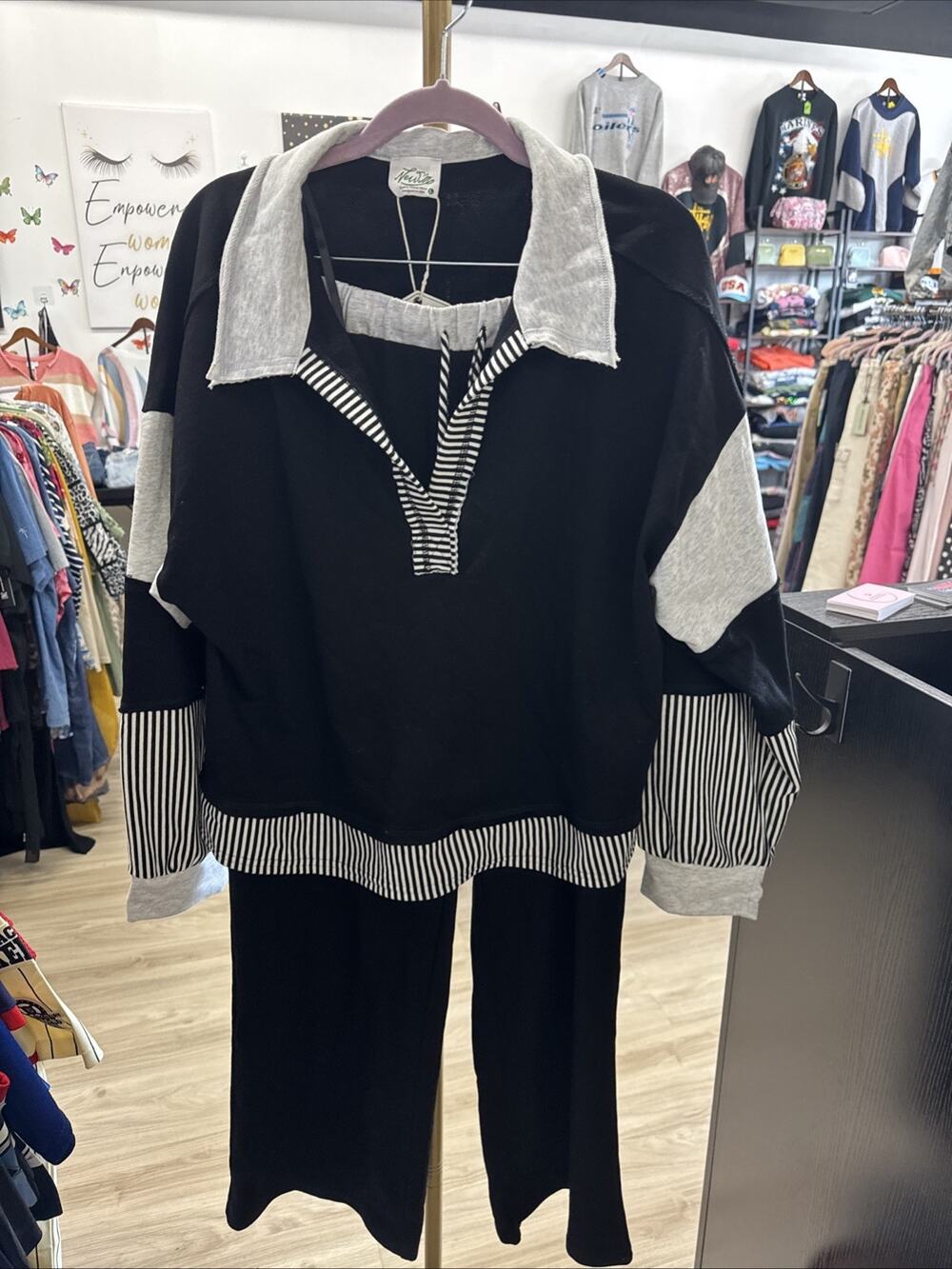 NewIn Colorblock Knit Lounge Set Size L Large Womens Comfy Two Piece Pants Top